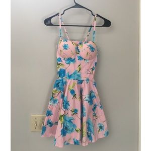 Pink floral bustier dress